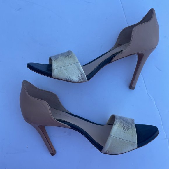 Loeffler Randall Charlotte D’Orsay Peep-Toed Buff White Snake Design Heels Pumps - Picture 10 of 10